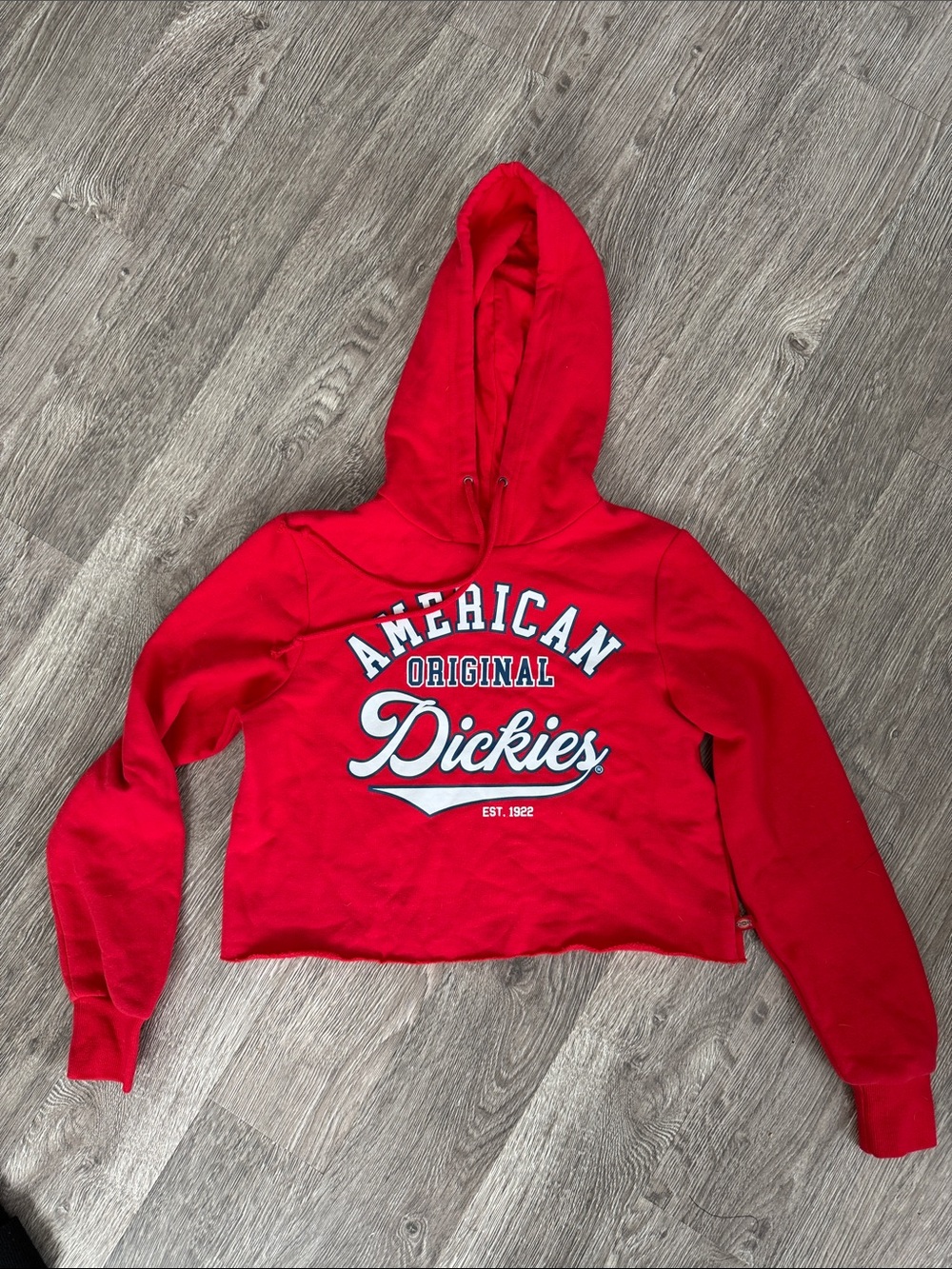 Dickies Red Cropped Hoodie with White Logo